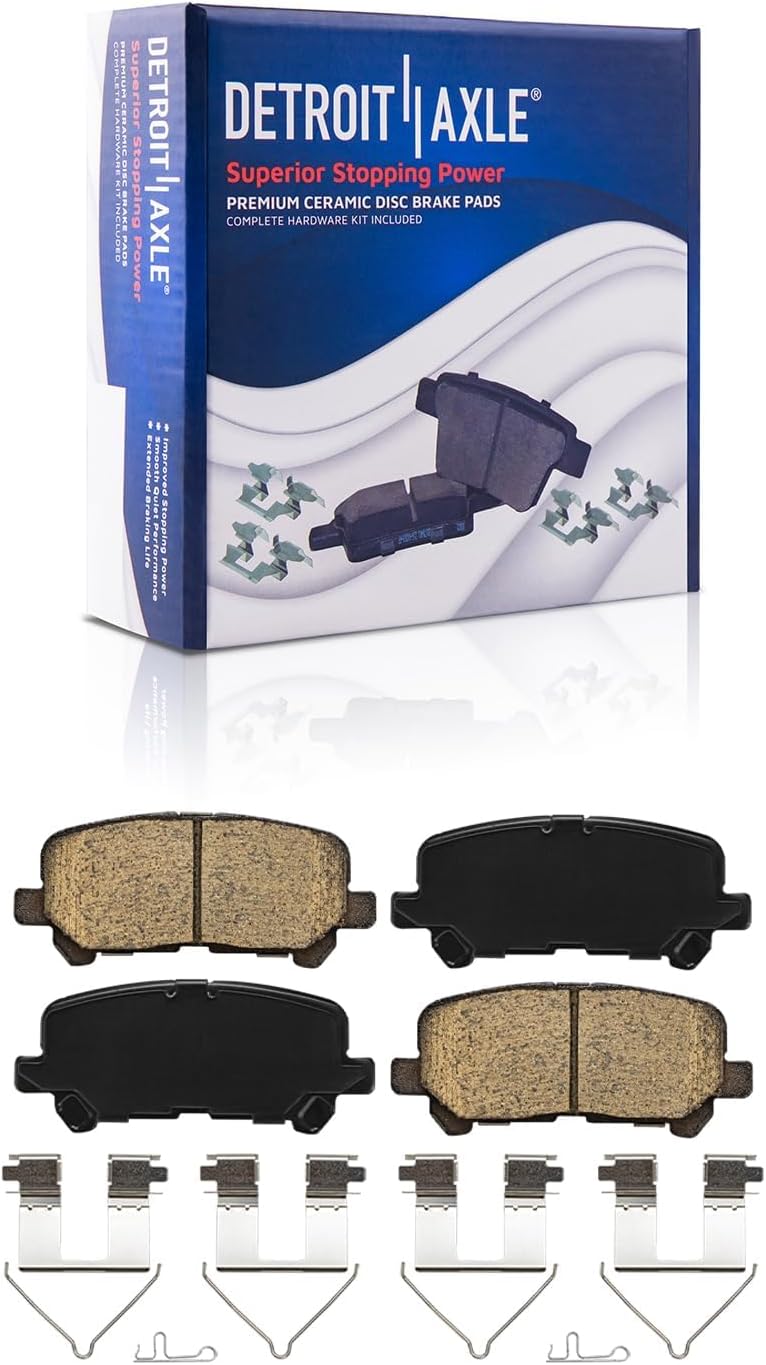 Detroit Axle - Rear Brake Kit for Acura 2014 2015 2016 MDX, Drilled and Slotted Disc Brakes Rotors Ceramic Brake Pads Replacement: 12.98' inch Rotor