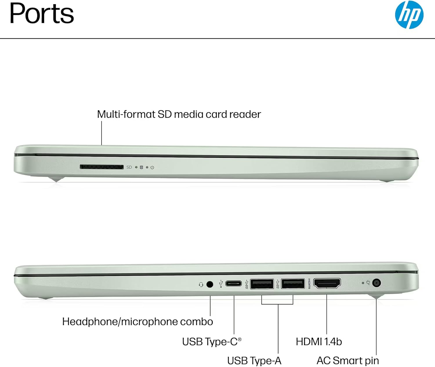 HP 14' Laptop Computer 2025-2026 Business Student, Copilot AI, Lifetime Office, 4-Core Intel CPU, 8GB RAM, 628GB Storage (128GB UFS +500GB Ext), Wi-Fi 6, 10+ Hrs, MarxsolAccessory, Win 11 Pro, Green