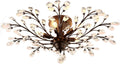 ASHES Ceiling Pendant Light, V-intage Crystal Branches Chandelier Wrought Iron Ceiling Light Flush Mounted Fixture with 4 Light for Living Room Bathroom Bar Loft Club (Color : Black)