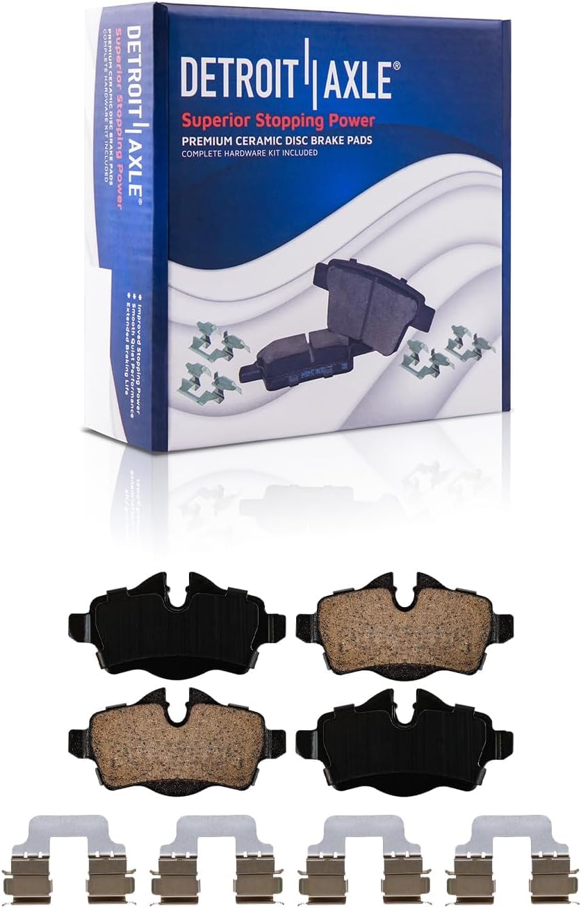 Detroit Axle - Brake Kit for 2007-2013 Mini Cooper 2008 2009 2010 2011 2012 2013 Drilled Slotted Disc Brake Rotors Ceramic Brakes Pads Replacement : 11.02' inch Front and 10.20' inch Rear Rotor