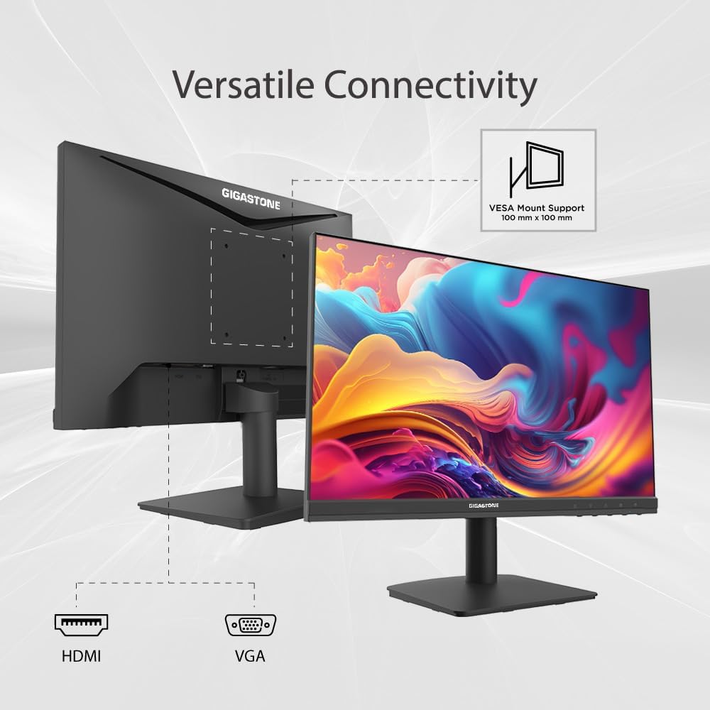 Gigastone 22 inch VA LED Back Light Monitor 2-Pack 75Hz FHD 1920 x 1080, 1080P 178° Wide View Frameless, Dual Monitor, 4ms, Eye Care Technology, Ergonomic Tilt VESA Mount, HDMI VGA