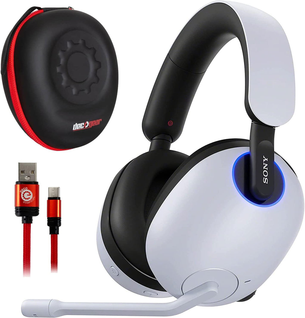 Sony WHG900N/W INZONE H9 Wireless Noise Cancelling Gaming Headset, White Bundle with Deco Gear Full-Sized Headphone Case and 3FT USB Type-C Cable