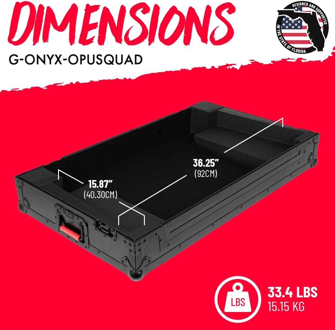 Gator Cases ONYX Series Flight Case with Platform Designed for Pioneer DJ OPUS-QUAD with Reccessed Twist Latches and Rubber-Gripped Handles (G-ONYX-OPUSQUAD)