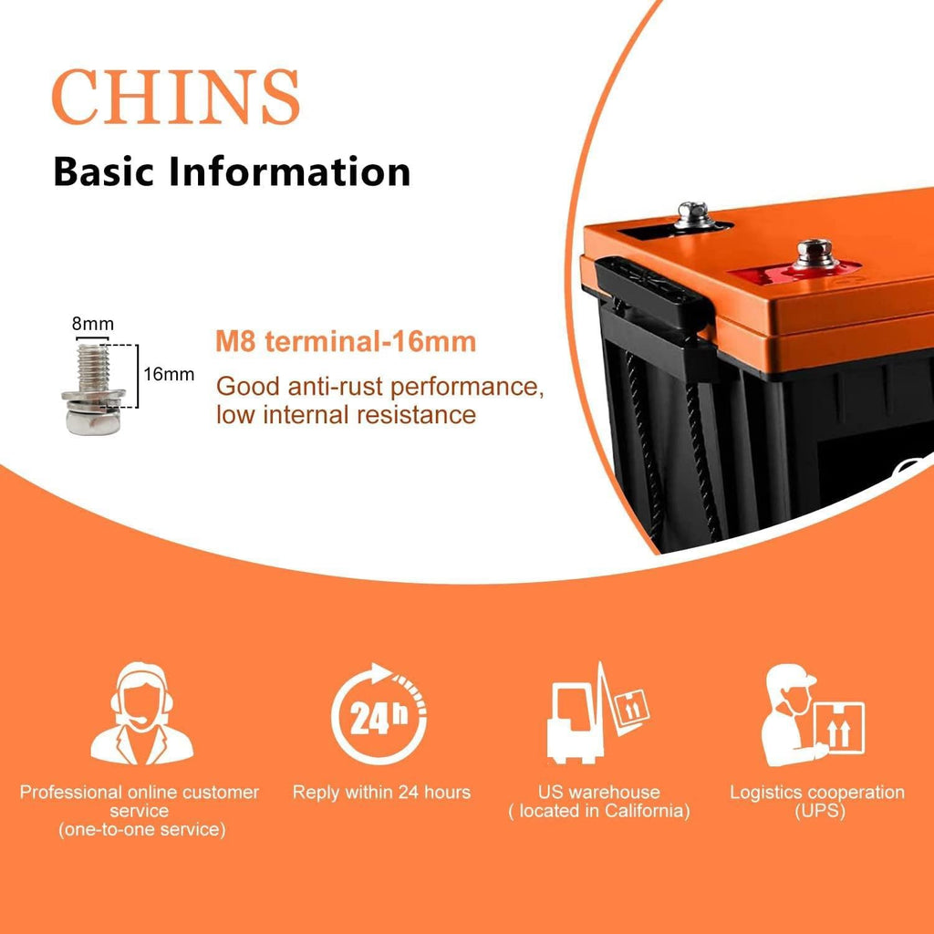 CHINS 48V 100AH Lithium Battery for Golf Cart with 48V 18A Charger, Monitor, Built-in Bluetooth 200A BMS, 48V Golf Cart Battery with 10.24kW Output, 1000A Peak Current