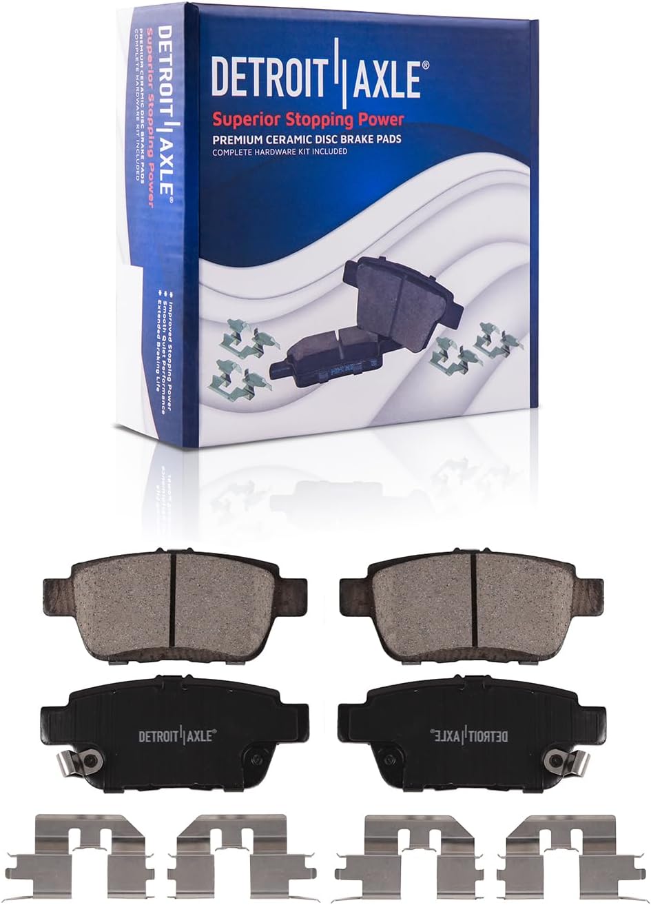 Detroit Axle - Brake Kit for 09-14 Acura TL Drilled Slotted Disc Brake Rotors Ceramic Brakes Pads 2009 2010 2011 2012 2013 2014 Replacement Front Rear Brakes Kit