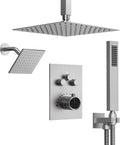 Ceiling Mount 12' High-Pressure Rainfall Shower Faucet, Dual Rainfall Shower Head System with Valve (Brushed Nickel)