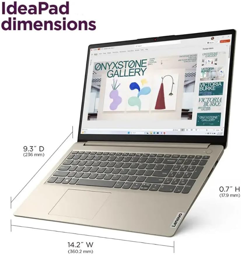 Lenovo 15.6' HD IdeaPad Anti-Glare Coating + 1 Year Microsoft 365, 8GB RAM, 128GB SSD, Windows 11 Home, Up to 9.5 Hours Battery Life, Intel Processor, WiFi 6, HDMI, USB-C, SD Card Reader, w/WOWPC USB