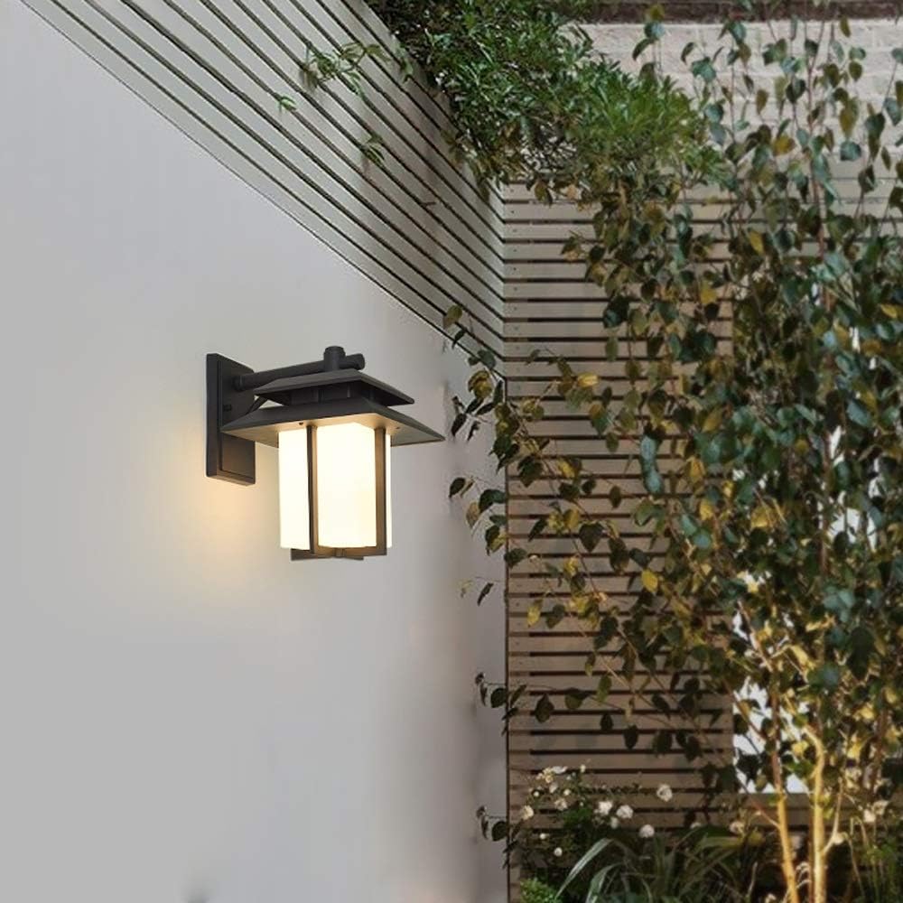 Wall Lights , Garden Wall Light Modern Outdoor Wall Light Black Matte Weatherproof Wrought Iron Fixture Wall Sconce with Frosted Glass Shade Wall Lamp Hard-Wired External for Porch Patio Garden Decor