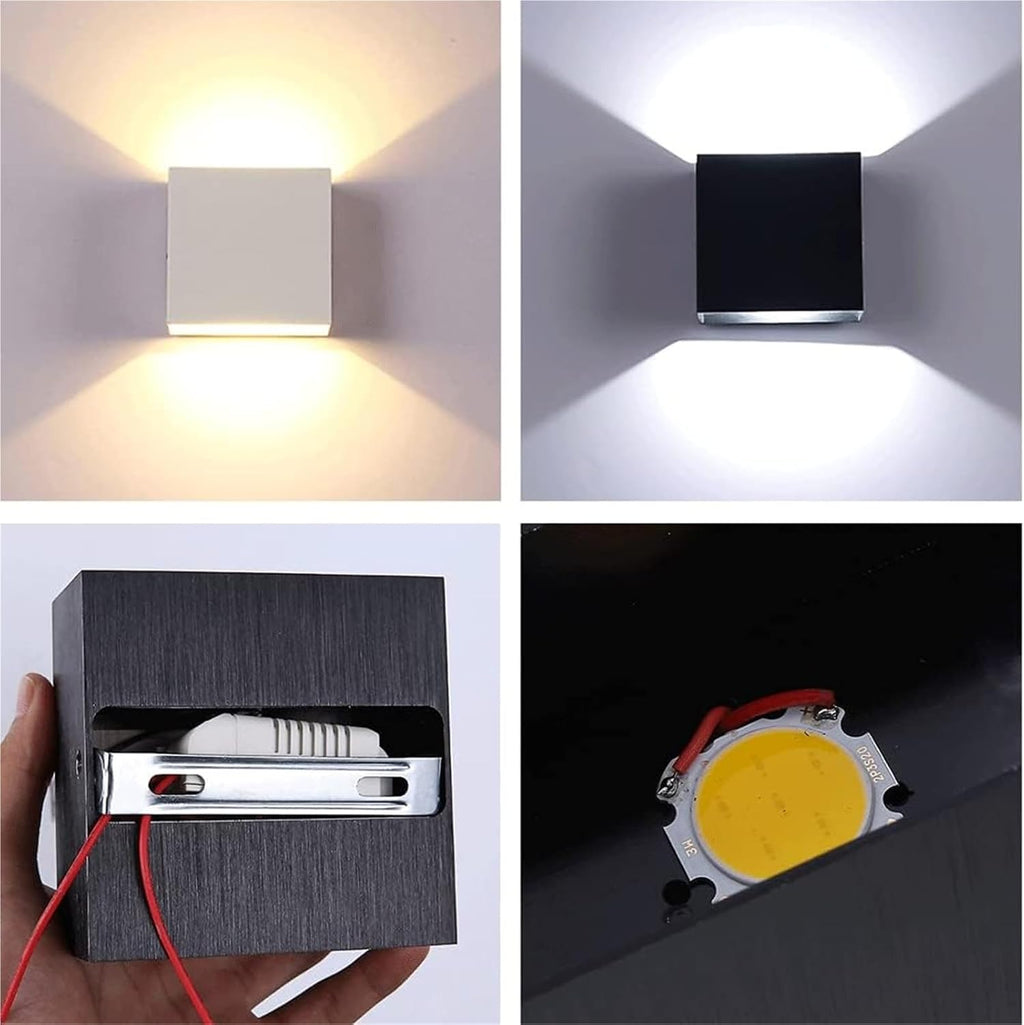 Square Wall Lamp Wrought Iron Sconces Light 12W LED Lighting Fixture Modern Minimalist Decoration Bedroom Wall Lanterns for Bedside Aisle Living Room Villa