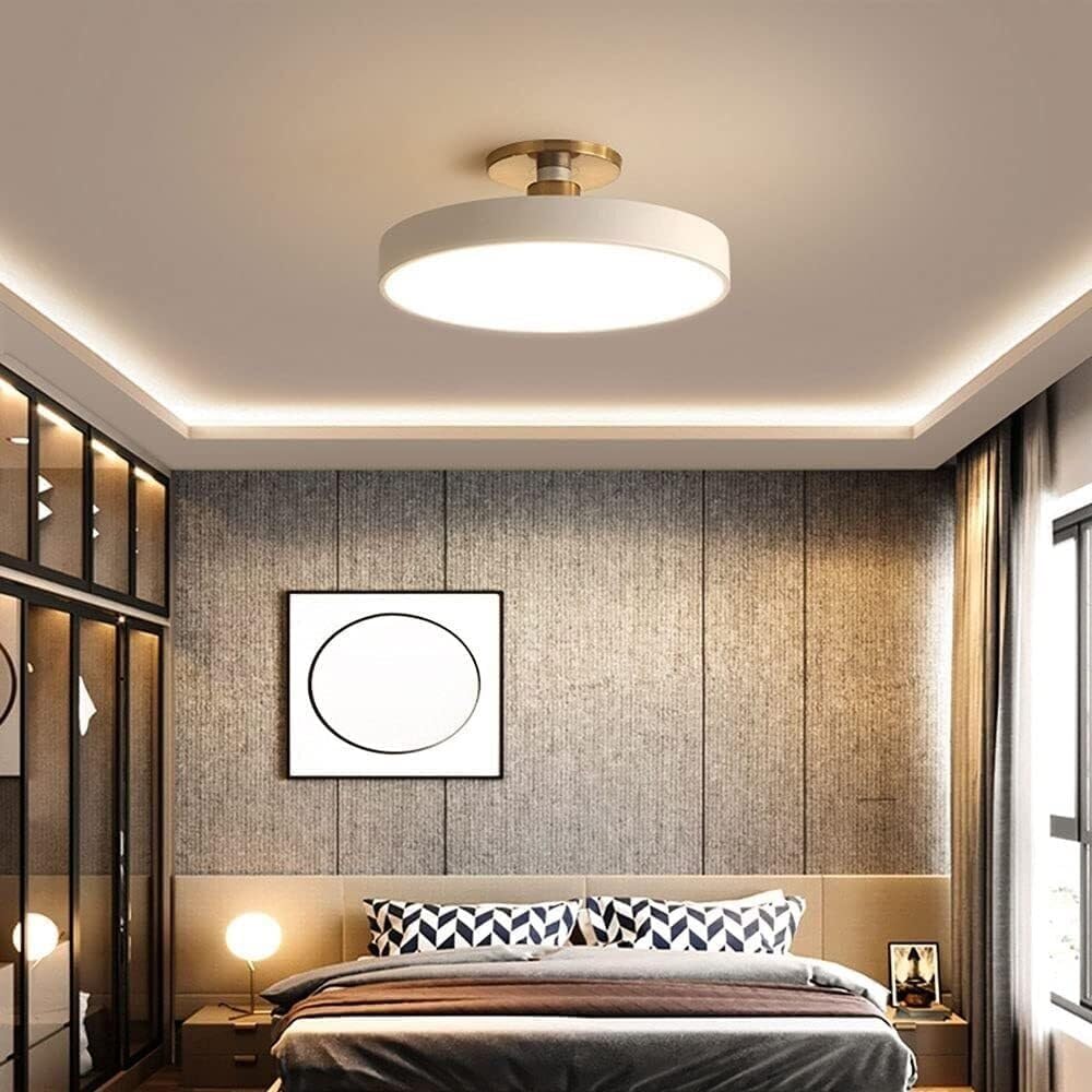 Semi Flush Mount Ceiling Light Modern Wrought Iron Ceiling Light Fixture Macaron Round LED Ceiling Lamp for Living Room Bedroom Dining Room Kitchen Study Room Corridor Chandelier(White,30cm)