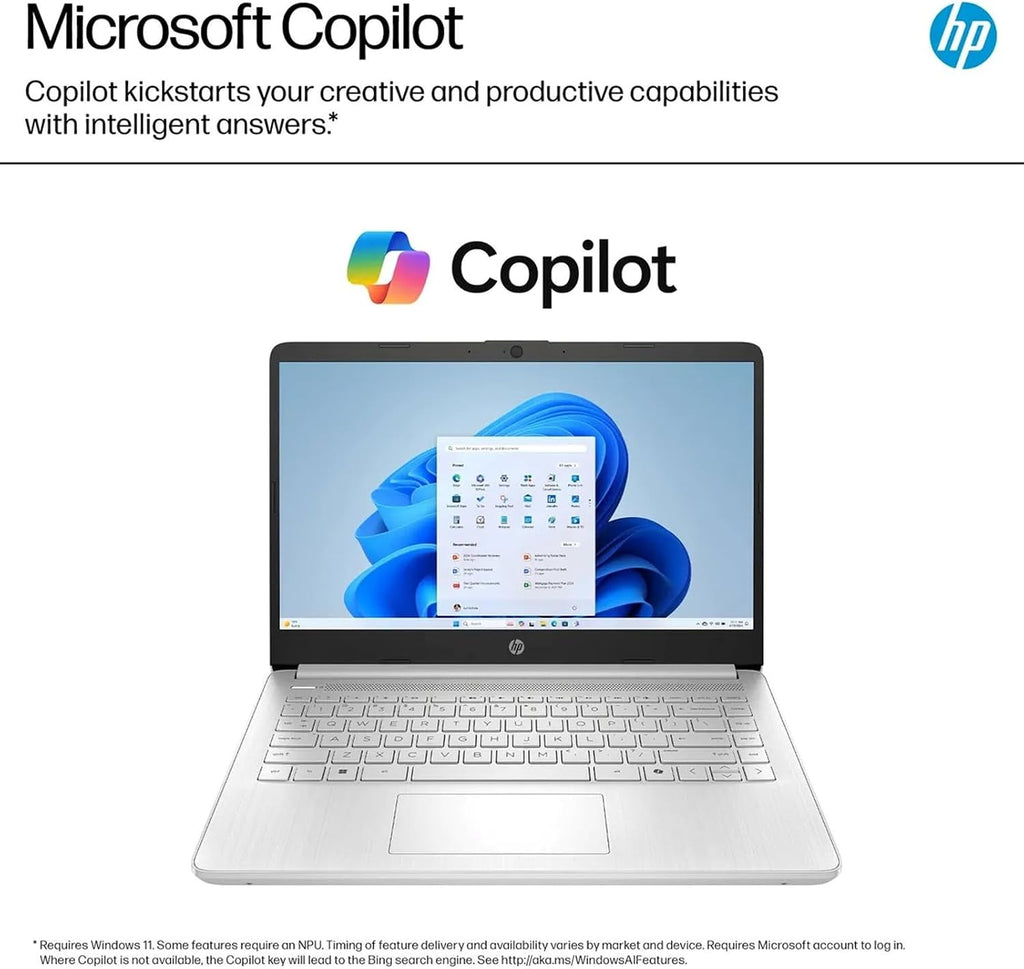 HP 2025 Student Business Laptop Computer - w/1 Year Office 365, 16GB RAM, 128GB UFS & 256GB SD Card, Ai Copilot Intel 4-Core Processor, HD Display, Windows 11 Pro(Silver)