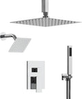 10' High-Pressure Rainfall Shower Faucet, Celling Mount Dual Shower Head System, Polished Chrome