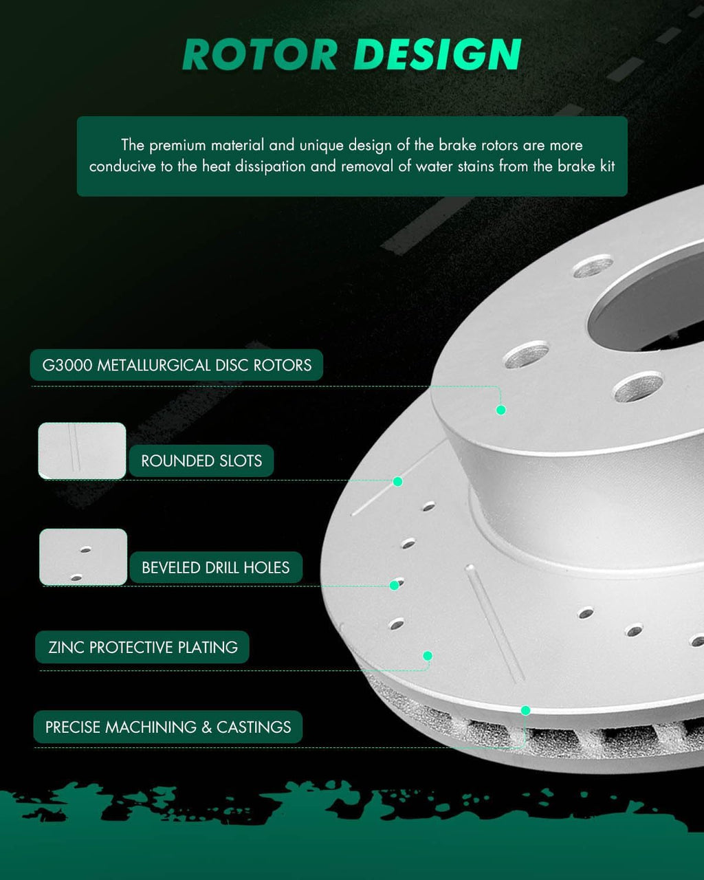 SCITOO Brake Kit Front Brake Rotors and Ceramic Brake Pads fit for 2000-2002 for Dodge Dakota,2000-2002 for Dodge for Durango
