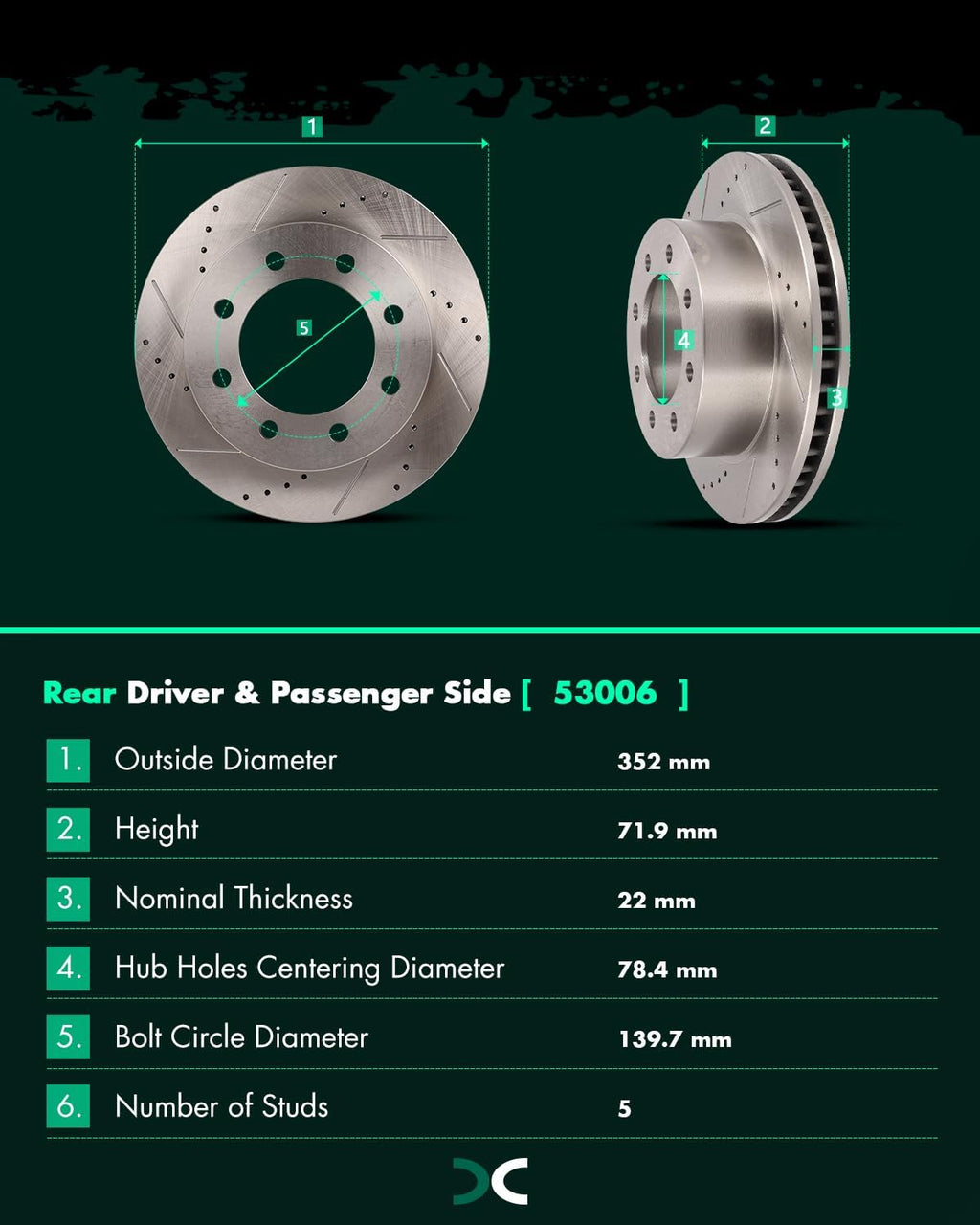 SCITOO Brake Kits For Dodge For Ram 1500 2006-2008,For Ram 2500 2003-2008,For Ram 3500 2003-2008 Front Rear Drilled & Slotted Disc Brakes Rotors and Semi Metallic Brakes Pads 53012;53011;D965;D702