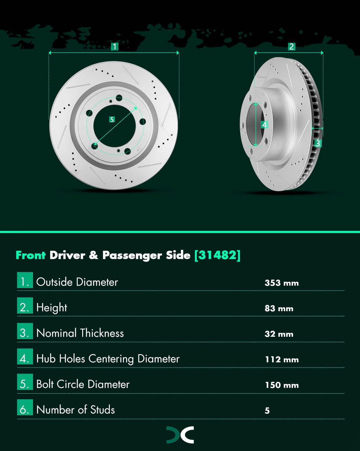 SCITOO Front 13.9' Rear 13.58' Brake Pads and Rotors Kits Fit For Lexus LX570 2016-2019,For Toyota Land Cruiser 2016-2019,For Toyota Sequoia 2008-2019,For Toyota Tundra 2007-2019