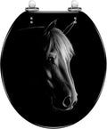 Round Toilet Seat horse Resin Toilet Seat Slow Quiet Close Lid with Quick-Release Hinges Cover Bumpers Easy to Clean Install