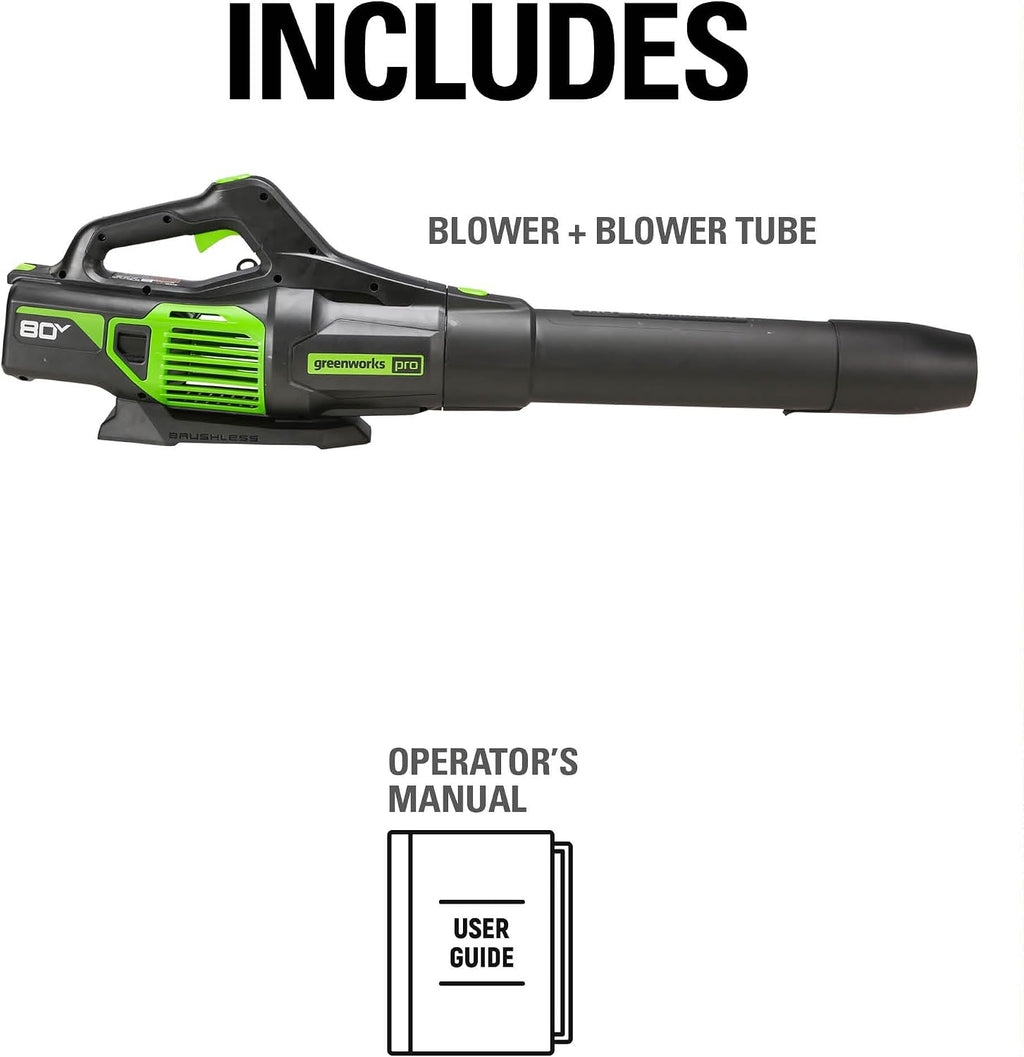 Greenworks 80V (730 CFM / 170 MPH) Cordless Brushless Axial Leaf Blower, Everyday Yard Cleanup for Driveways & Patios, Lightweight, Battery and Charger not included