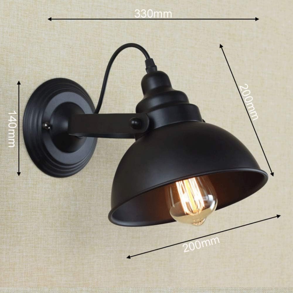 LED Indoor Wall Light, Retro Industrial Wall Sconce Single Head Adjustable Black Baking Paint Wrought Iron Wall Illumination Hollow Lampshade Brushed Nickel Bathroom Wall Lantern for Bedro