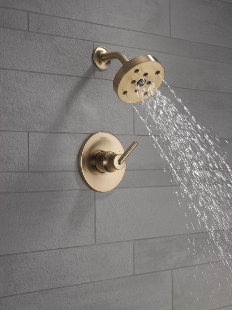 Delta Faucet Trinsic 14 Series Single-Function Shower Trim Kit with Single-Spray H2Okinetic Shower Head, Champagne Bronze T14259-CZ (Valve Not Included)
