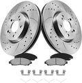 Front Brakes Pads and Rotors Kit For 2009-2015 Honda Pilot, 2007-2013 Acura MDX, 2014-2018 RLX (Sport Hybrid SH-AWD Models ONLY) | 329.8mm(13in) Drilled & Slotted Discs & Ceramic Pads