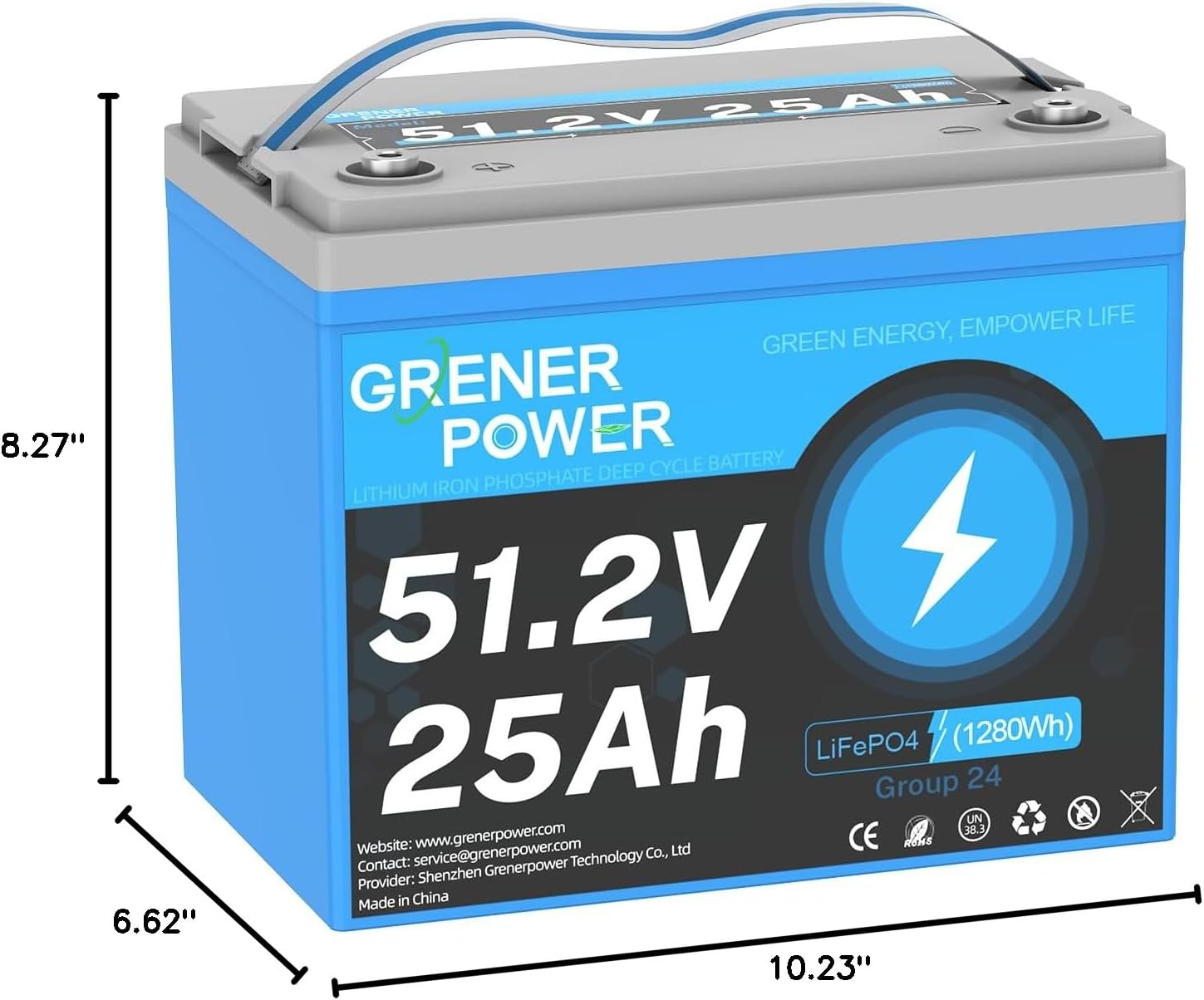 51.2V25Ah Lithium LiFePO4 Battery, Built-in 50A BMS, Max. Up to 2560W Power, 48V Lithium Battery with 15000 Cycles for Trolling Motor, RV, Solar Power, Scooters, Camping, Lawn Mower.