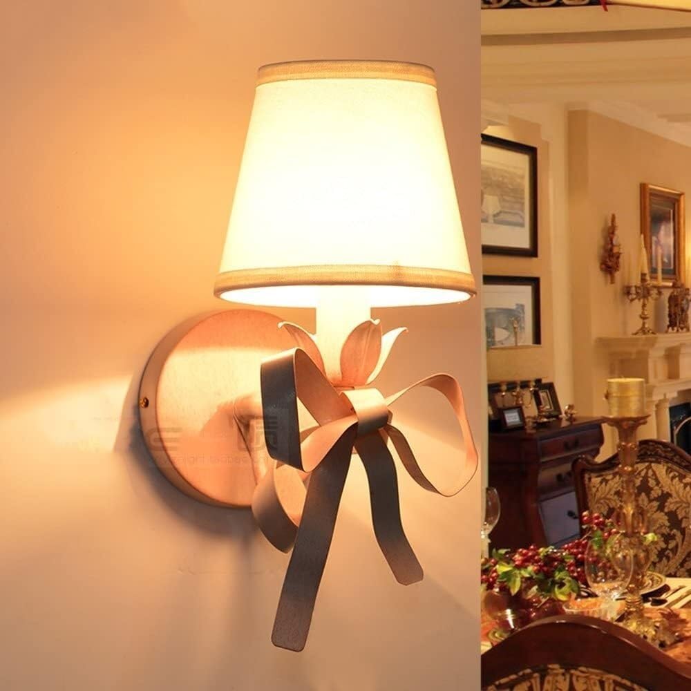 Modern Wall sconces Lights ing Fixtures Creative Bow Ties Wrought Iron Fabric Lampshade Lamp Mounted ing Fixture for Bedroom Living Room Aisle 's Room Bathroom Vanity Mirror (C