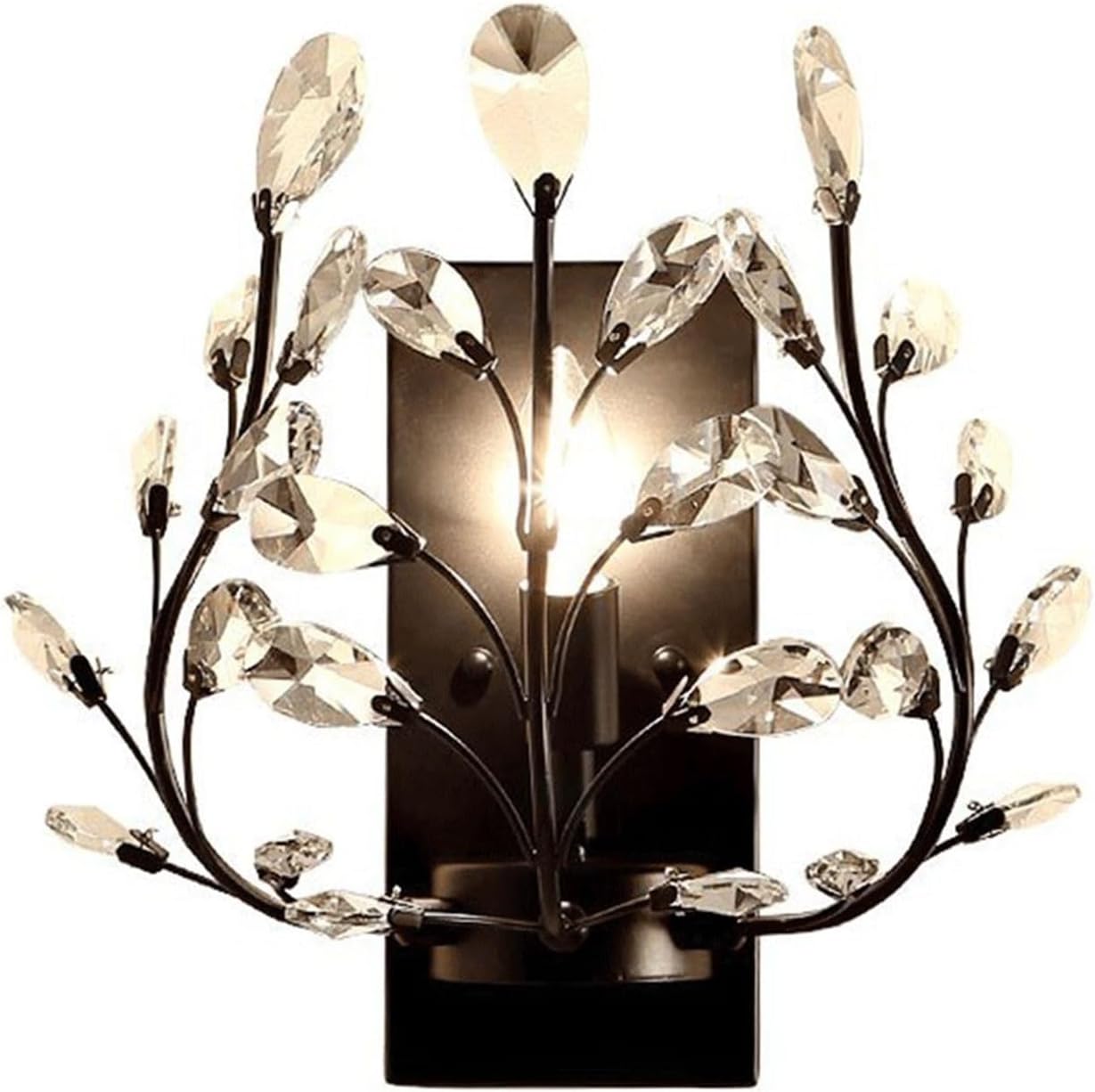 Wall Lighting Fixtures Creative Retro Crystal Wall Sconces Wrought Iron Crystal Branches Wall Light Wall Mounted Lighting Fixture for Dining Room Bathroom Bedroom Living Room Entryway Wall Sconc