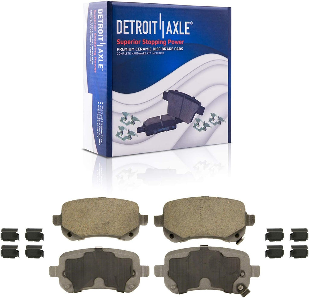 Detroit Axle - Rear Brake Kit for Dodge Grand Caravan Chrysler Town & Country Routan, Drilled Disc Brakes Rotors Ceramic Brake Pads Wheel Bearing Hubs Wheel Lug Nuts Replacement : 12 inch Rotor