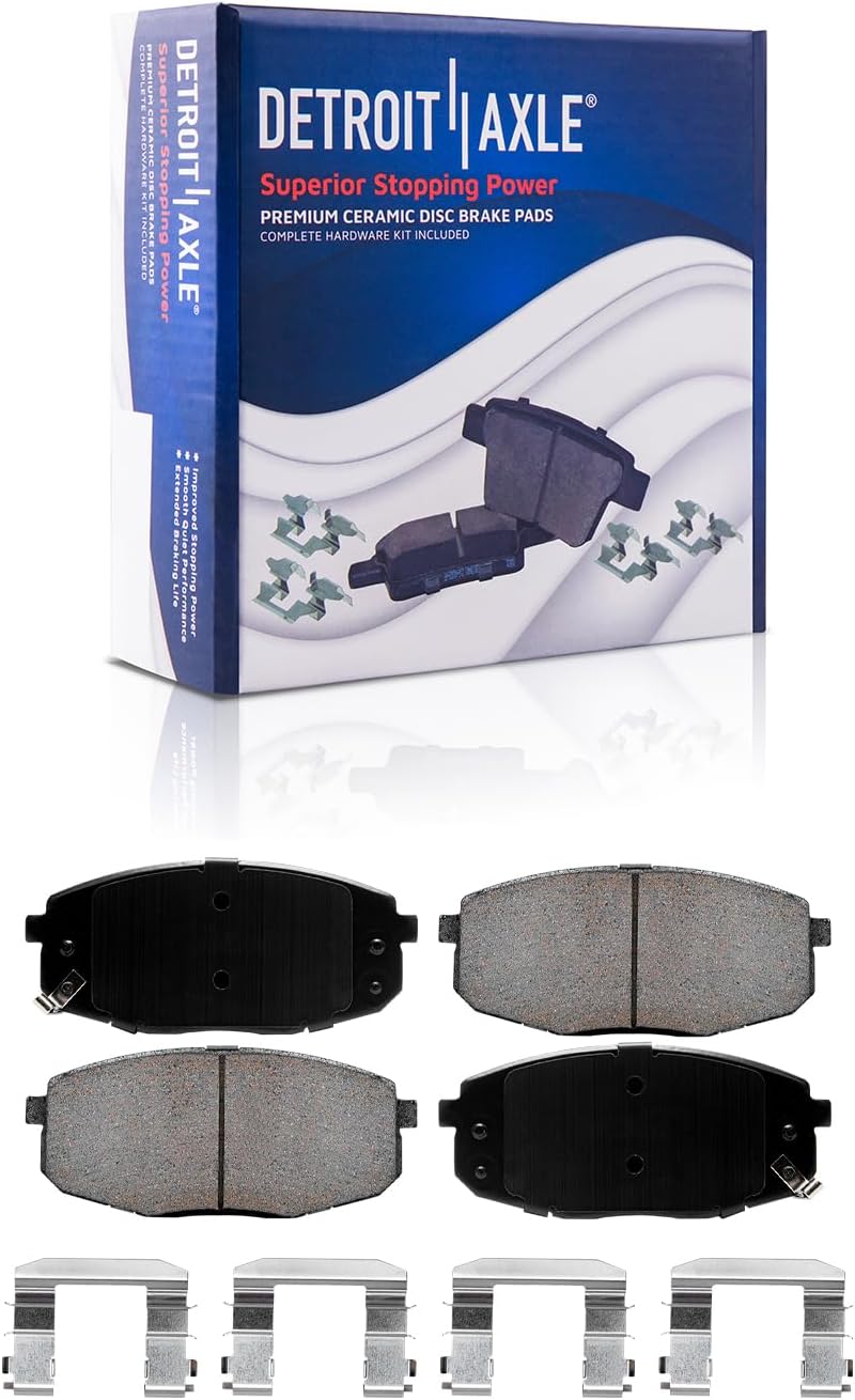 Detroit Axle - 8pc Brake Kit for 2014-2016 Kia Soul, 2015 Drilled & Slotted Brake Rotors Ceramic Brakes Pads Front and Rear Replacement : 11.02' inch Front and 10.31' inch Rear Rotor