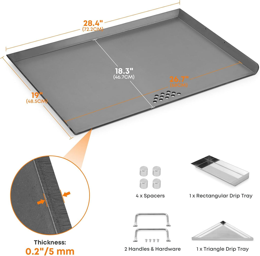Stanbroil Flat Top Griddle for Standard 30' Ranges with Gas/Radiant Glass Ceramic/Electric Coil Cooktops, Includes 2 Drip Trays and 4 Spacers