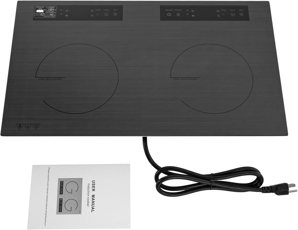 2 Burner Electric Cooktop, 2600W 110-120V Electric Ceramic Cooktop Built-in Electric Stove Top with 2 Electric Burners, 9 Heating Level and Kid Safety Lock, Sensor Touch Control, 23.62x14.17x3.15 inch