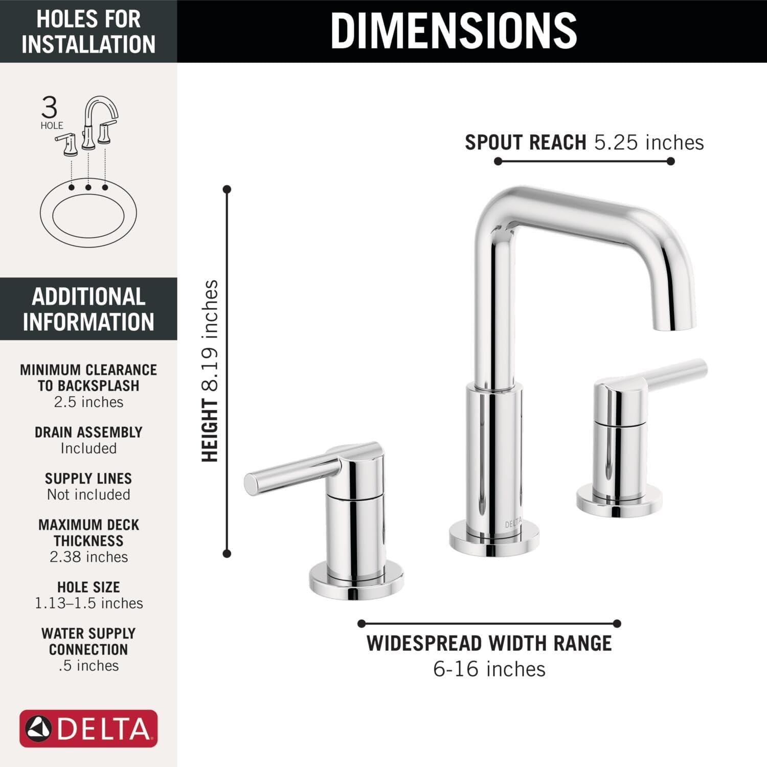 Delta Faucet Nicoli 14 Series Single-Handle Shower Faucet Trim Kit with 5-Spray H2Okinetic Shower Head and Widespread Bathroom Faucet in Chrome (Shower Valve Included)