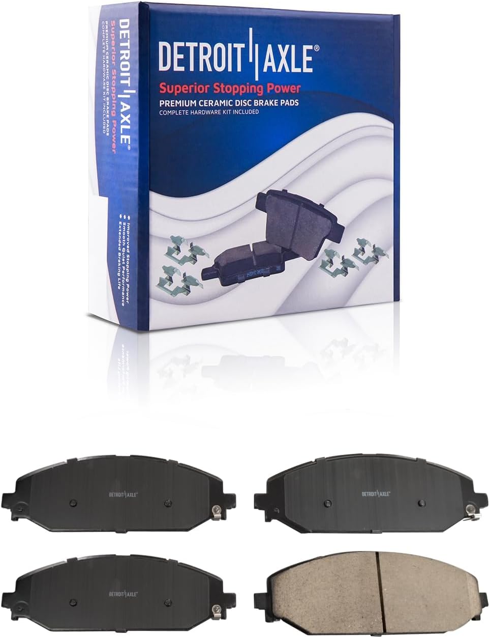 Detroit Axle - Brake Kit for 2019-2025 Ram 1500 Drilled and Slotted Disc Brake Rotors Ceramic Brakes Pads with Hardware 2020 2021 2022 2023 2024 Replacement