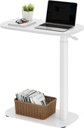 SANODESK Small Standing Desk Pneumatic Height Adjustable Sit Stand Laptop Desk Overbed Table Computer Cart for Home Office Workstations (23.6' W x 13.8' D, White)