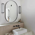 ANDY STAR Black Oval Mirror, 26x38'' Pill Shaped Mirror 1'' Deep Metal Frame Wall Mounted Vertically&Horizontally Ideal for Limited Space