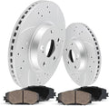 Front Anti-Rust Geomet Brake Kit Compatible with 2009-2015 Honda Pilot, 2007-2013 Acura MDX, Drilled and Slotted Rotors Kit |329.8mm(13in) Brake Discs Automotive Ceramic Brake Pads