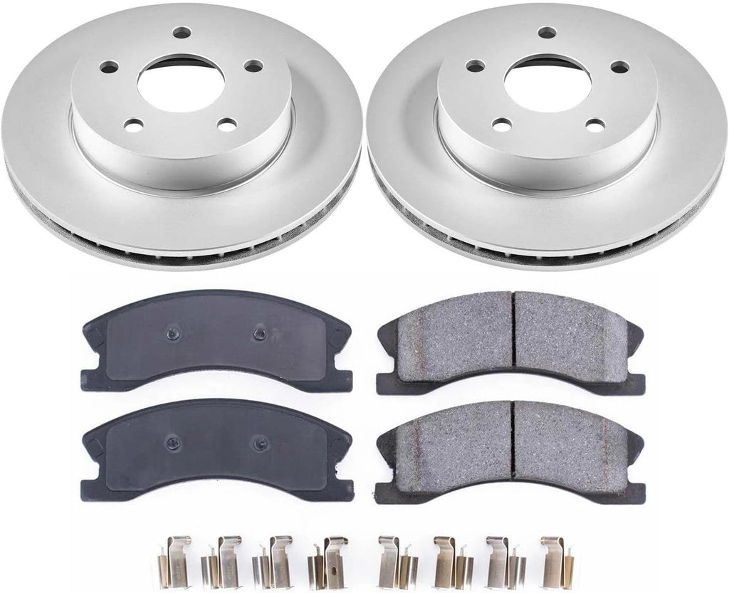 PowerStop Front Brake Kit for Jeep Grand Cherokee 1999-04 - Fully-Coated Disc Rotors with Z17 Ceramic Brake Pads Replacement, CRK2149