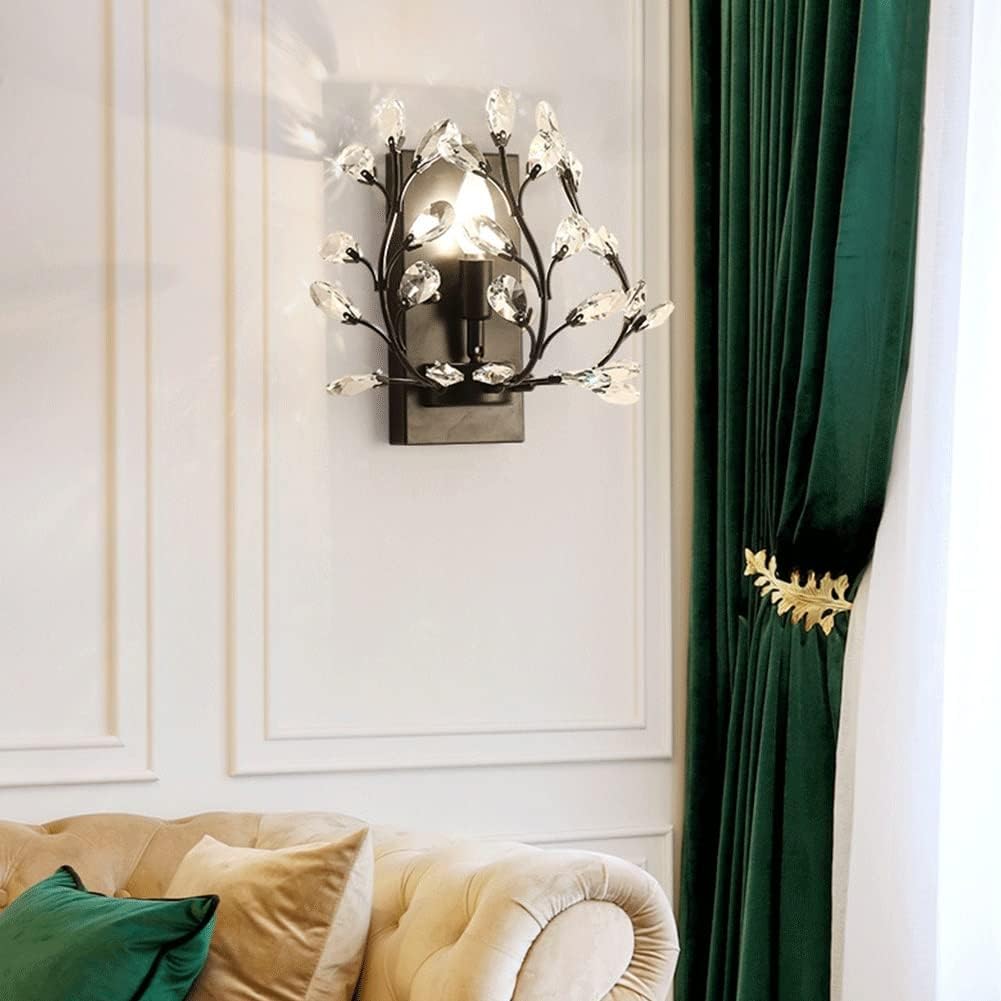 Wall Lighting Fixtures LED Crystal Aisle Style Wrought Iron Candle Wall Sconce Wall Mounted Lighting Fixture for Bathroom Bedroom Living Room Aisle Decor