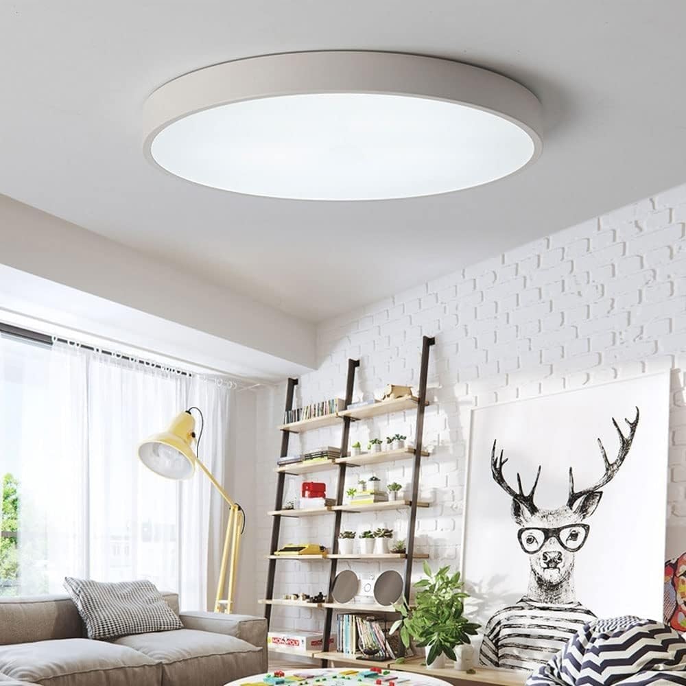 OJRGG LED Flush Mount Ceiling Lamp Modern White Black Round Ceiling Light Creative Thin Wrought Iron Ceiling Light Fixture for Living Room Bedroom Dining Room Kitchen Hallway Entry Foyer(White,40cm)