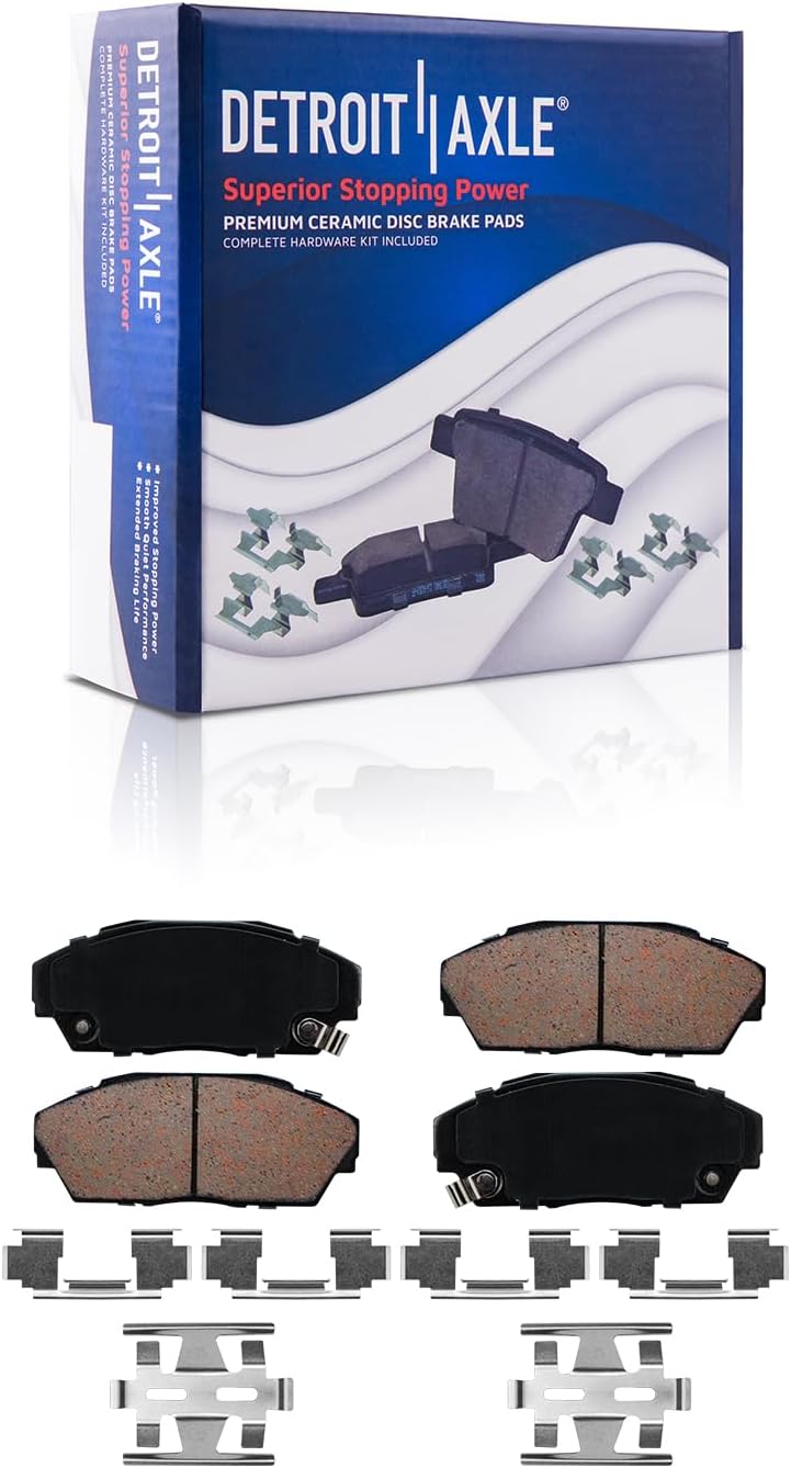 Detroit Axle - Brakes Kit Drilled Slotted Brake Rotors Ceramic Brake Pads Replacement for Integra Honda Civic: 10.32' inch Front and 9.41' inch Rear Rotors