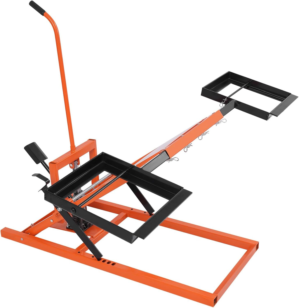 Lawn Mower Lift, 29 Inch Lawn Mower Lift Tool Adjustable Movable Lawn Mower Lift Solid Carbon Steel Lawnmower Lifting Machine for Riding Lawn Mower, Zero Turn Lawn Mowers (500lbs Hydraulic Orange)