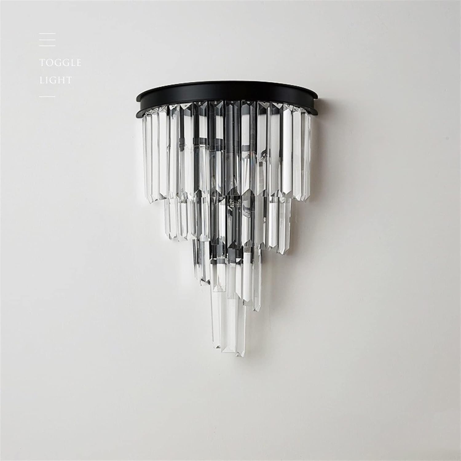 Wall Lamp American Modern Crystal Glass Wall Lamp - Home Bedroom Bathroom Wall Light Black Wrought Iron Metal Wall Sconce, Wall Light