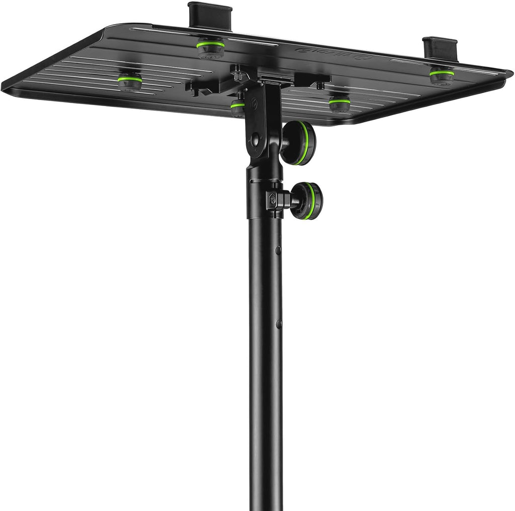 Gravity Laptop Stand LTS T 01 Adjustable Laptop Stand with Holding Pins for DJs and Producers, black
