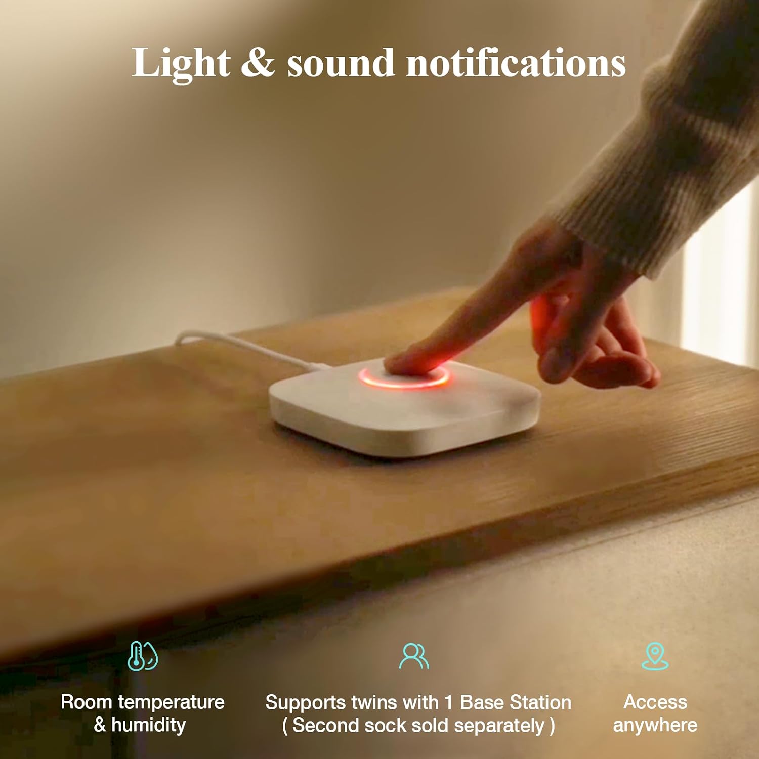 Sense-U Smart Baby Sock Monitor and 2.5K PTZ Camera, Tracks Heart Rate, Sleep Trends & Movement Anytime Anywhere, Video Monitor