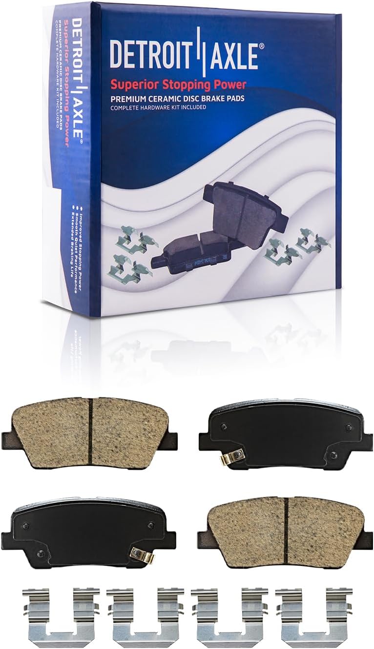 Detroit Axle - Brake Kit for 2007-2009 Hyundai Entourage, 2006-2012 2014 Kia Sedona Drilled & Slotted Brake Rotors and Ceramic Brakes Pads Front and Rear Replacement