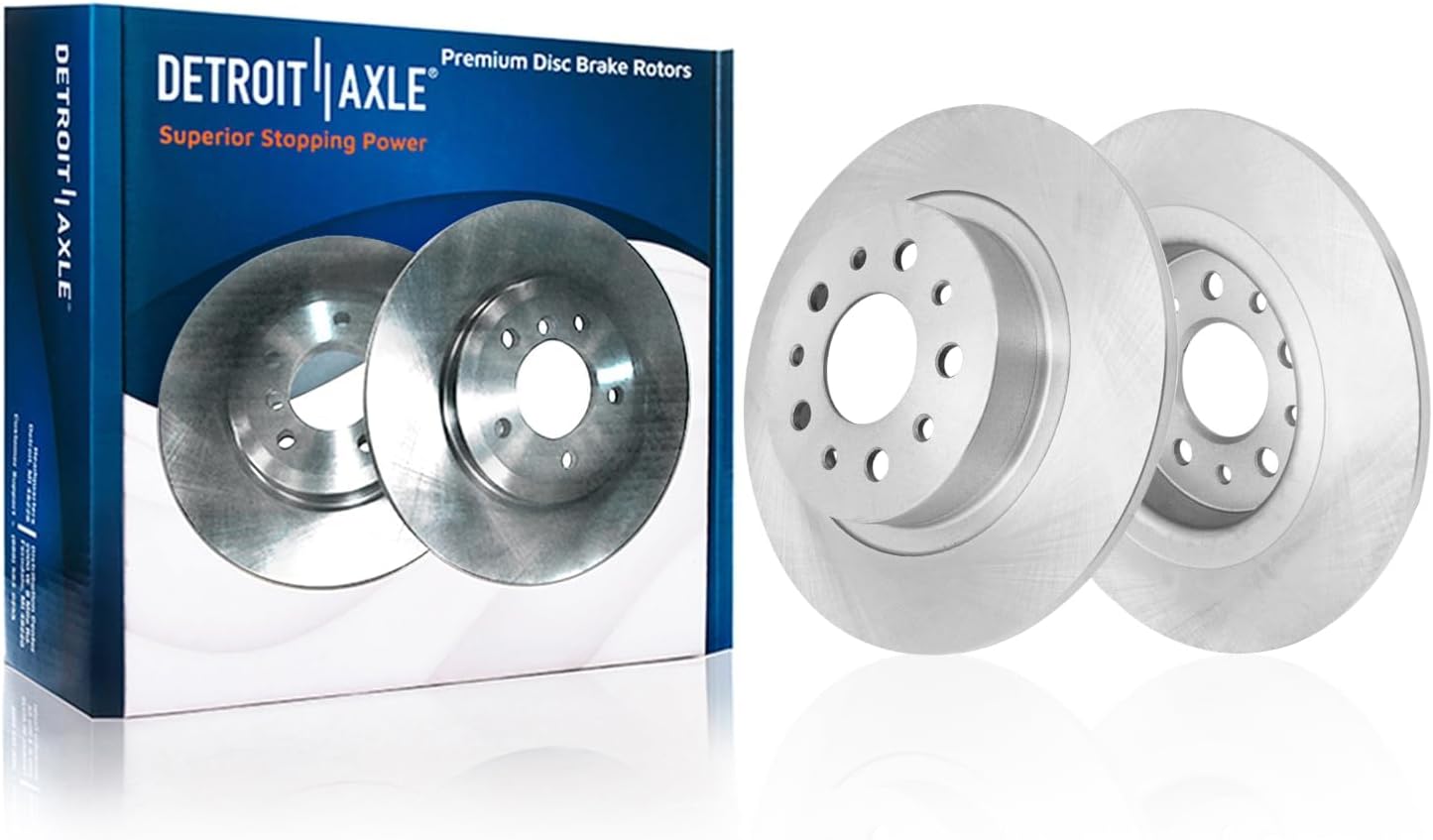 Detroit Axle - Brake Kit for Fiat 2014-2020 500L, 2015 2016 2017 2018 2019 Disc Brake Rotors Ceramic Brakes Pads Replacement : 12.01' inch Front and 10.39' inch Rear Rotor