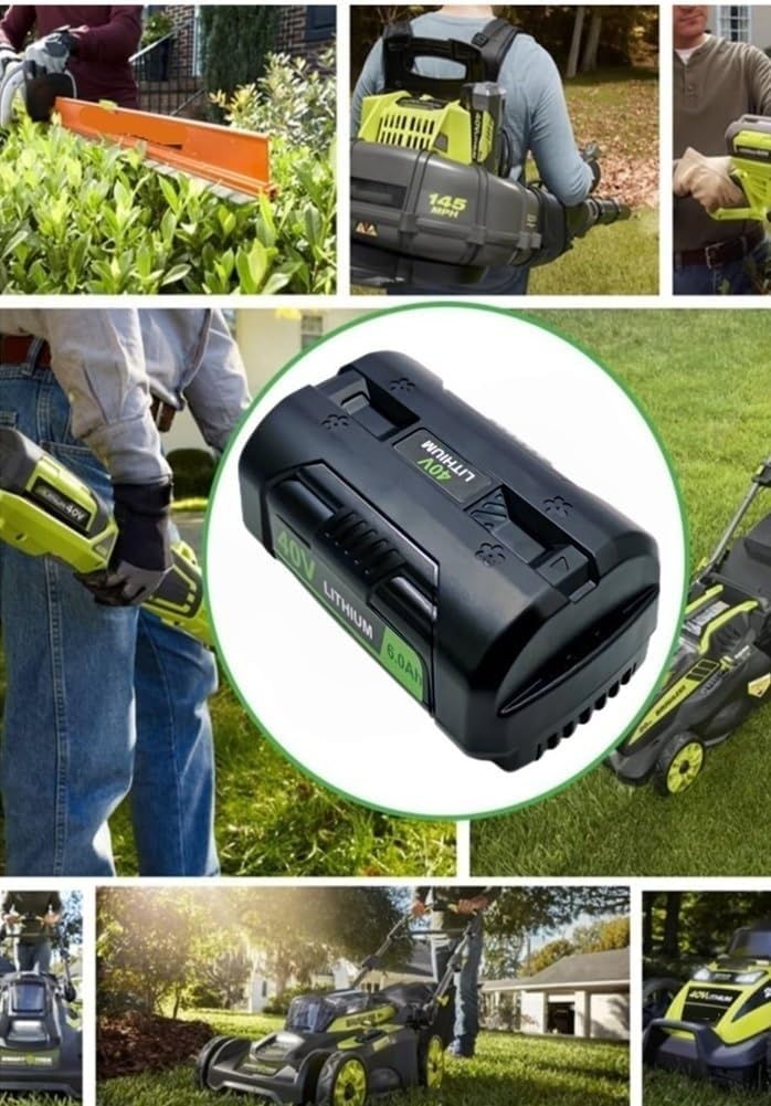 LINGYUE 40V 6.0AH High Performance Replacement Lithium-Ion Battery Compatible for Ryobi Lawn Mowers Power SourceOP4040 OP4050
