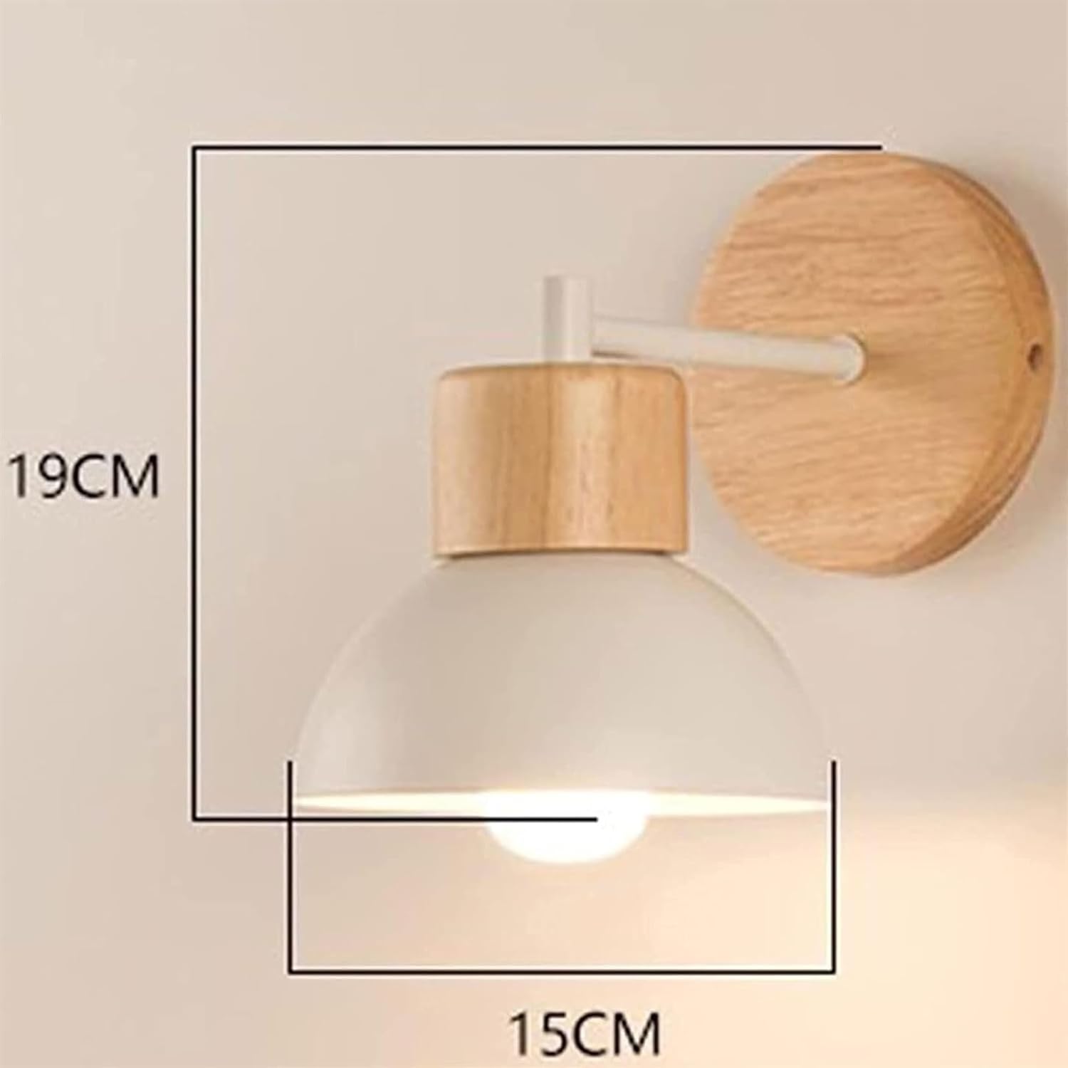 Nordic Style Wrought Iron Wall Sconce Modern Solid Wood Chassis Wall Lamp Wall Mounted Lighting Fixture for Bedroom Bedside Living Room Corridor Study Bathroom Vanity Mirror