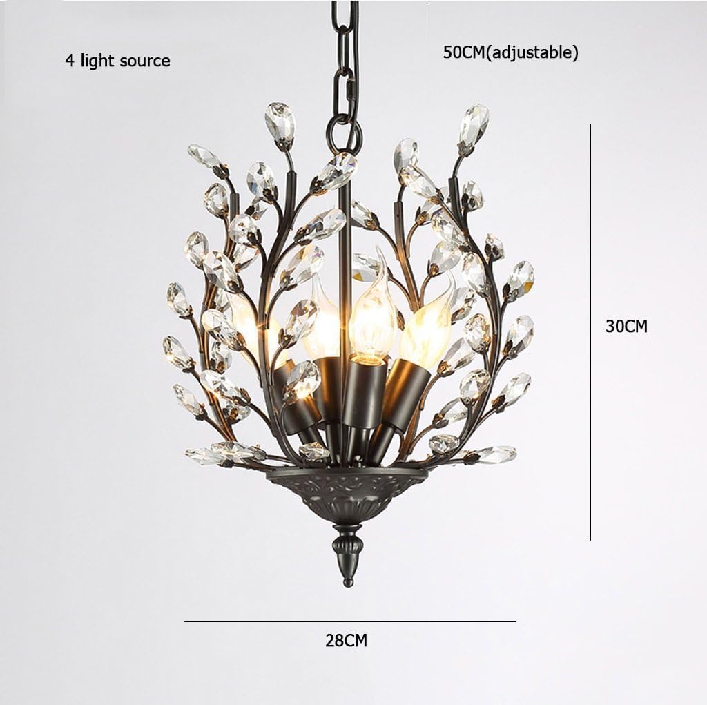 American Country Retro Crystal Chandelier Branch Wrought Iron Living Room Dining Room Bedroom Bathroom Corridor Villa,LED Chandelier Ceiling