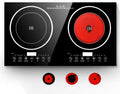 110V 1200W Electric Dual Induction Cooker Hot Plate Rapid Heating Safety Countertop Burner Cooktop